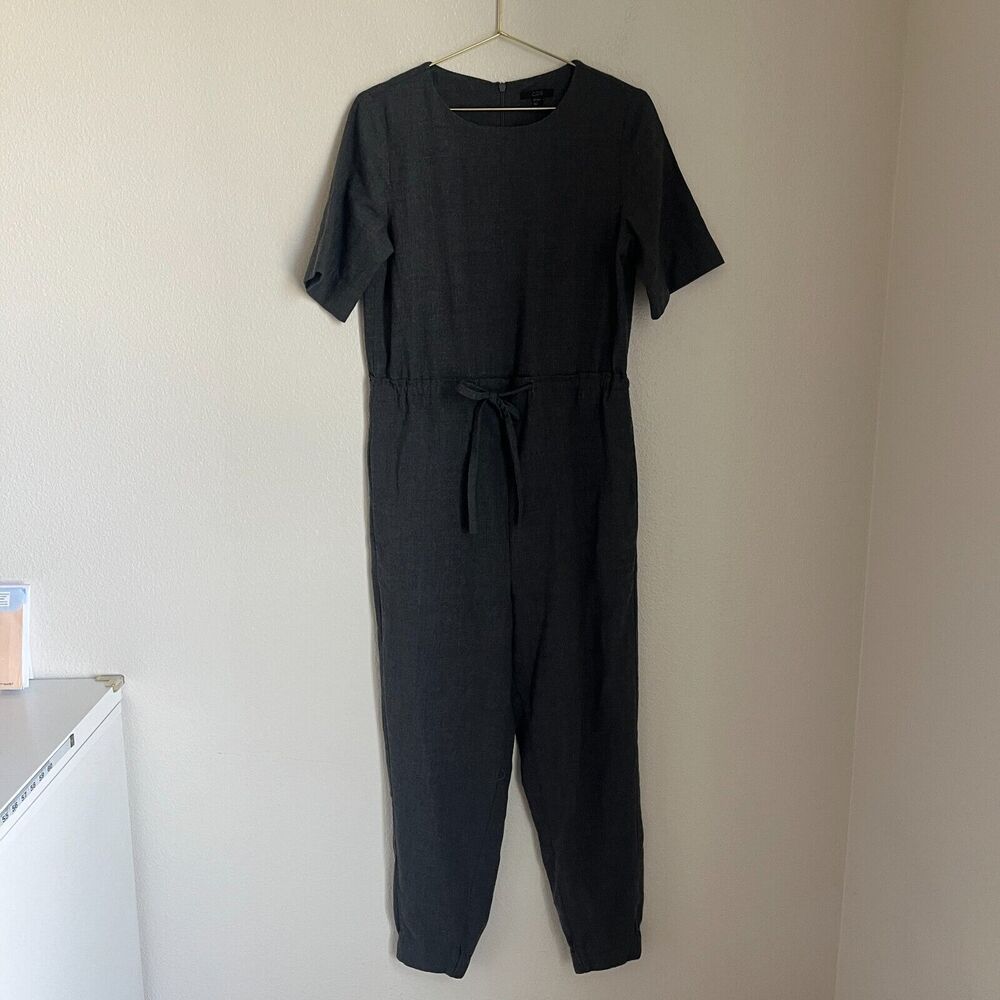 COS Women's Wool Jumpsuit With Grosgrain Drawstring in Charcoal Size 34/XSMALL